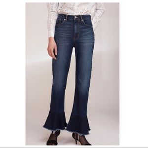 LA VIE Rebecca Taylor Ruffle Bottom Jean 25 NWT